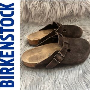 Birkenstock Boston Clogs Dark Brown Suede Size 38.